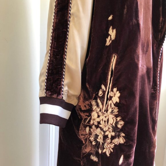Free People Burgundy and Cream Embroidered Coat - Picture 9 of 14